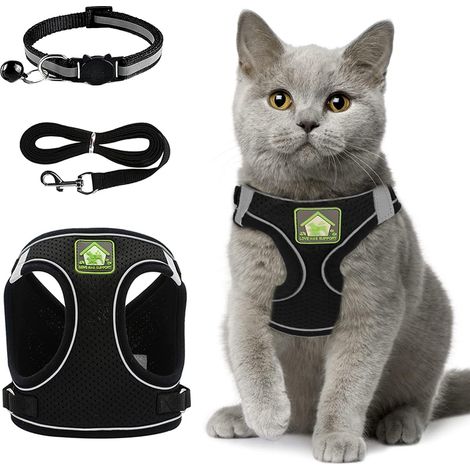 Harnais Chat Anti évasion Ensemble, Harnais Chaton Réfléchissant, Harnais Chat Respirant Et Réglable, Collier Harnais (1/5)