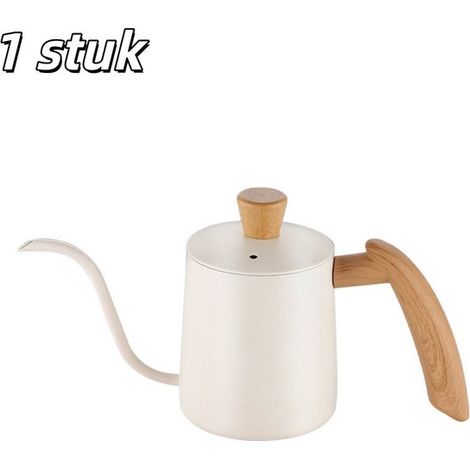 pièce - Cafetière - Acier inoxydable - Cafetière filtre - Graduée - Bec fin - Équipement café - Petite cafetière filtre - Adaptée pour la préparation du café - 350 ml - Blanc (1/5)