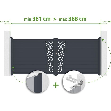 Puerta Batiente Ajustable En Anchura 3,5 m CERVINA RUIVO Alt. 140 cm Aluminio Gris (1/4)