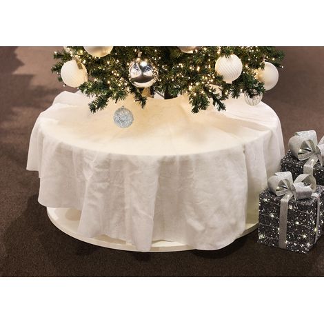 Vlies Weihnachtsbaum Decke weiß mit Glitzer - 150 cm - Stoff Abdeckung für den Christbaumständer - Baumdecke Baum Unterlage Plüsch Teppich Rock für Tannenbaum