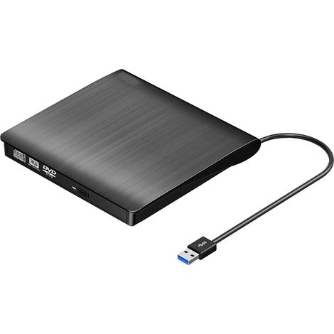 Lecteur Externe Cd Dvd - Usb 3 0 - Compatible Ordinateur Portable Et Fixe Mac Windows - Lecture Et Gravure - Noir