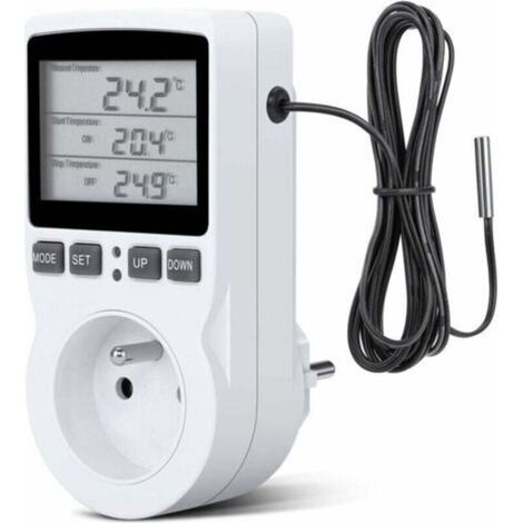 Thermostatstecker, digitaler Zeitschaltuhrstecker, programmierbarer digitaler Stecker mit Sonde, programmierbarer digitaler Timer, Thermostatstecker für Gewächshaus- und Aquarienheizung (1/4)