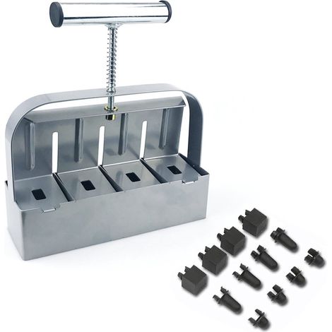 Presse à terreau manuelle pour semis avec 4 alvéoles de 5 x 5 cm outil de jardinage argenté (1/5)