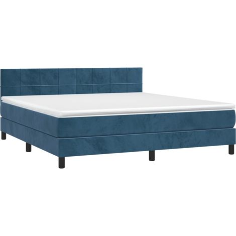 vidaXL Sommier à lattes de lit et matelas Bleu foncé 160x200cm Velours