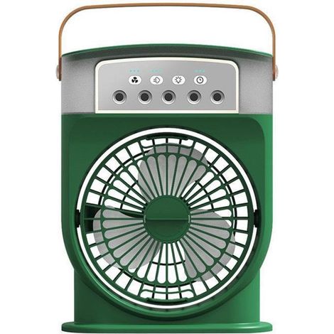 Raffrescatore d'aria portatile con funzione ghiaccio e nebulizzazione，3 velocità del vento，illuminazione a LED a 7 colori e timer，verde
