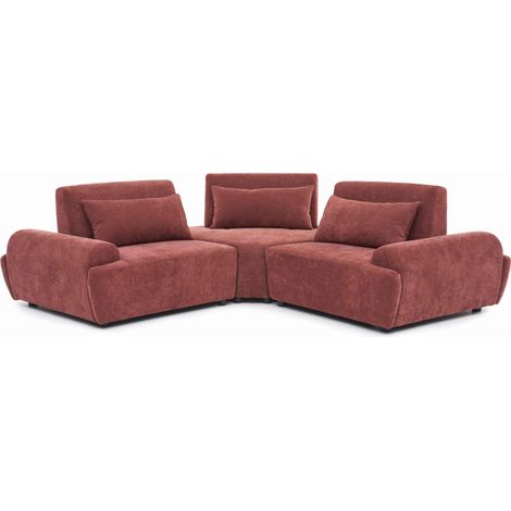 Canapé d'angle modulable 3 places dossier ajustable 231 cm rouge brûlé - Callisto