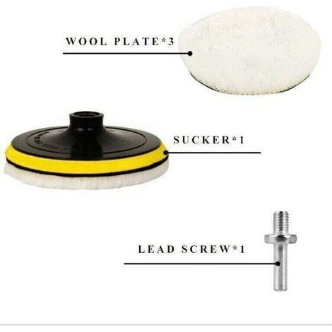 pair 5 Pièces 150mm Tampon de Polissage en Laine, Disque Polissage Éponge de Polissage Pads Kit Polissage Voiture pour avec M14 Foret pour Perceuse pour Polissage de Voiture Meulage Cirage