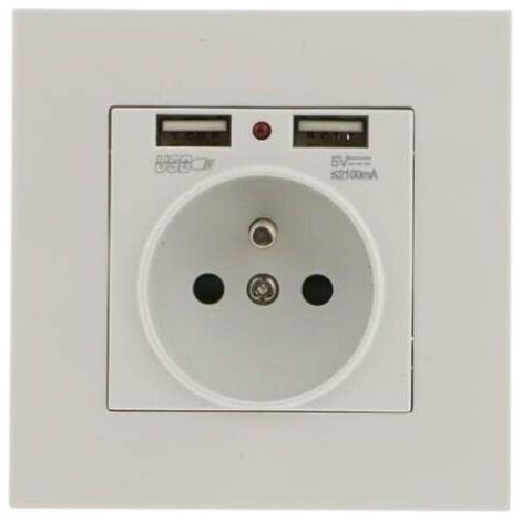 Lot de 2 Prises Murales, Prise Electrique Murale avec Double USB 5V/2100mA, Prise Encastrable avec 2 Ports de USB Pratique et Manialble (1/4)