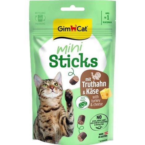 GimCat Sticks Mini Mini salsicce per gatti 50g - Tacchino e formaggio 50g
