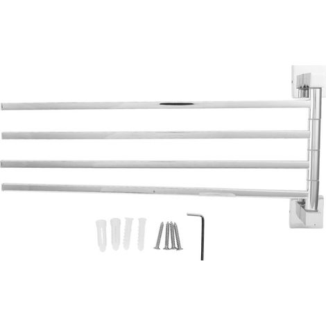 Porte-serviettes en acier inoxydable, rotatif à 180 °, porte-peignoir et peignoir pour salle de bain, 4 barres (1/5)