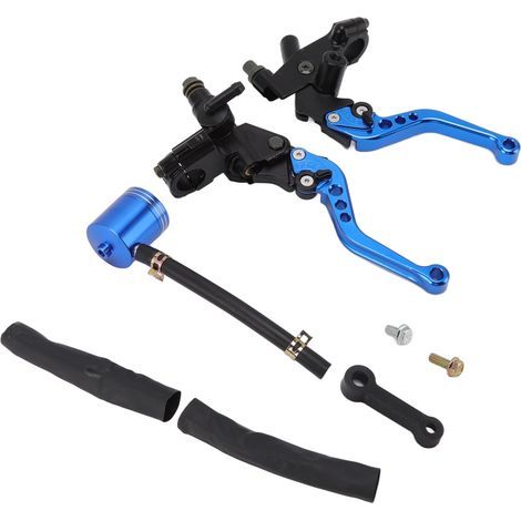 Kit 2 leviers de pompe d'embrayage et frein moto avec réservoir maître-cylindre hydraulique de rechange pour Suzuki bleu (1/5)