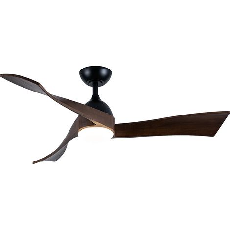 Ventilatore da soffitto luminoso - L. 132 cm - Legno di paulownia naturale scuro - ELVARA (1/5)