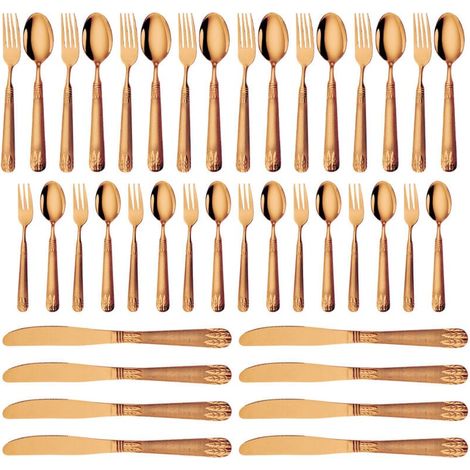 Tischbesteck-Set, 40-teilig, Edelstahl, inklusive Steakmessern – Roségold (1/4)