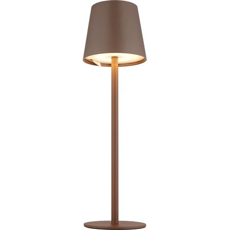 Lampada da tavolo luce esterna lampada da tavolo LED dimmerabile batteria USB luce da giardino, metallo plastica marrone opale, 3W 130Lm bianco caldo, DxH 10,6x36 cm (1/5)