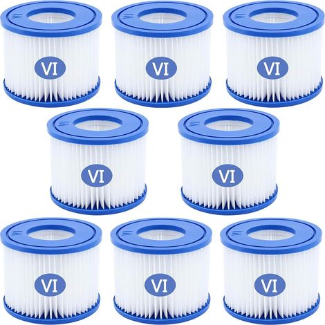 Lot de 8 Cartouches filtrantes pour Piscine Type VI, Cartouche Filtre pour Bestway Pompe de Piscine, Filtre de Piscine Intex pour Lay-Z-Spa, Miami, Monaco, Vegas (1/5)