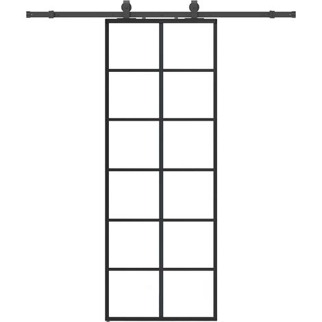 Maison Exclusive - Schiebetür mit Beschlag Schwarz 76x205 cm ESG-