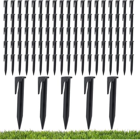 Pavlleen 100 piezas de estacas de fijación para cables perimetrales, ganchos para cortacéspedes robóticos, estacas de suelo para cortacéspedes robóticos, para cables perimetrales, soporte de cables, c (1/5)