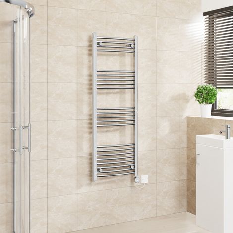 Touch Screen Thermostatic Towel Rail Curved Chrome 1400x500mm