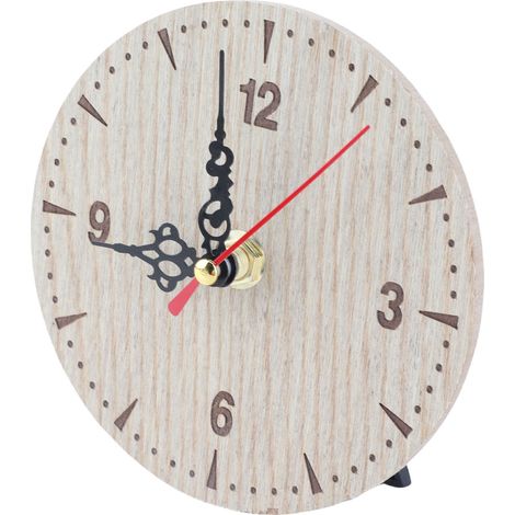 Vintage runde analoge Tisch-/Wanduhr aus Holz für Wohnzimmer, Schlafzimmer, Büro (12 cm) (1/5)