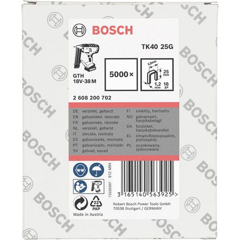 Bosch Agrafe TK40 25G, 1,2 mm, 25 mm, galvanisée -2608200702