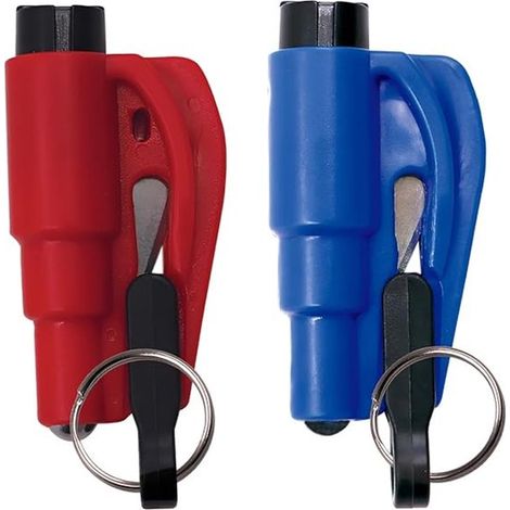 Set di 2 pezzi: martello di sicurezza, rompivetro, taglia cinture di sicurezza, ausilio di sicurezza, portachiavi rompivetro. (1/5)