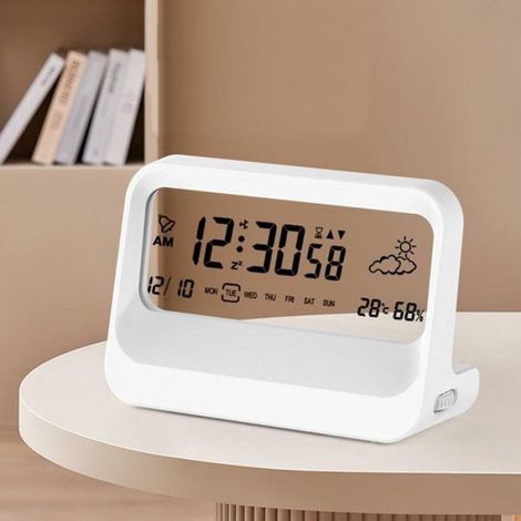 Réveil Numérique - Affichage Heure Date Température - Fonction Snooze et Veilleuse - Alimentation Piles - 1 Pièce (1/3)