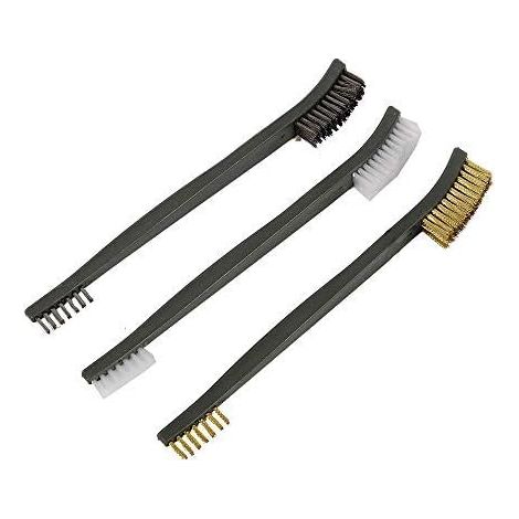 3 Pcs Kit de Brosse de Nettoyage, Brosses Métalliques Nettoyage à Double Têtes Fil d'Acier Inoxydable pour Récurage Rouille Contre Poussière Soudure Accessoires Brosse-Fei Yu (1/4)