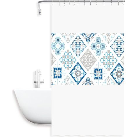 Cortina de Baño Impermeable para Ducha, Bañera 50% EVA 50% PE 180x180cm Incluye 12 Ganchos (1/2)