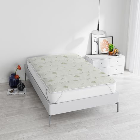 Topper Trapuntato Aloe Vera Correttore Materasso Anallergico Con Fasce Elastiche Salva Coprimaterasso Traspirante Protettivo Veloce Bianco - 1 Piazza e mezza