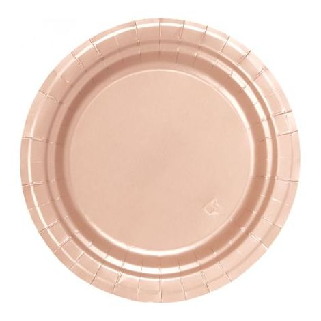 20 assiettes en carton rose gold, diamètre 19 cm, design élégant, vaisselle jetable, fête d'anniversaire