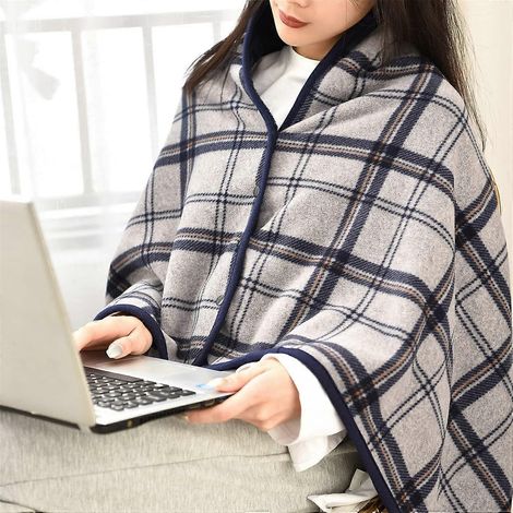 Couverture chaude à porter, poncho-couverture à boutons, plaid douillet en polaire, 80 x 130 cm (1/4)