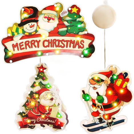 3 bunte LED-Weihnachtsfensterlichter, batteriebetrieben (1/5)