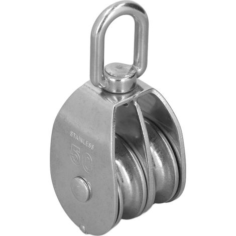 Poulie marine 50mm double galet 400kg charge acier inoxydable 304 robuste pour yachts bateaux voiliers (1/5)