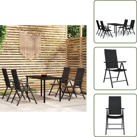 Arredamento da esterno - vidaXL Set da Pranzo da Giardino 5 pz Nero - Tavolo in vetro