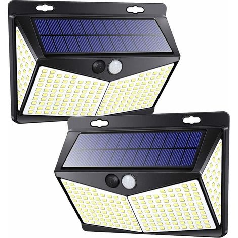 solar outdoor lights, 208 LED solar light with motion detector, 270 waterproof garden wall light 3 modes, 2 pieces (1/5)