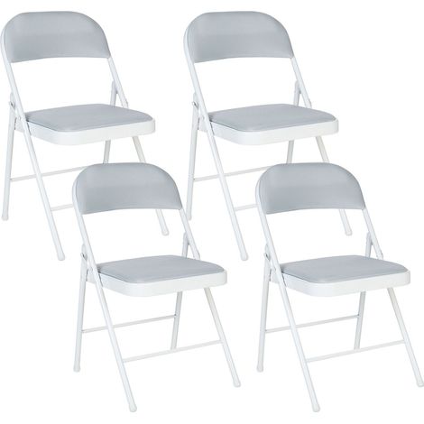 Set of 4 Folding Chairs SPARKS Light Grey (1/5)