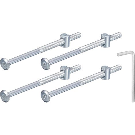 4Pcs Vis à Tête Hexagonal Avec Écrou à Barillet M6x110mm Argenté (1/5)