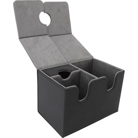Boîte de Jeu de Cartes avec Plateau à Dés, étui de Rangement pour Cartes Magnétiques en Cuir PU, Convient à 200 pour à Collectionner CCG (Noir Gris) (1/5)