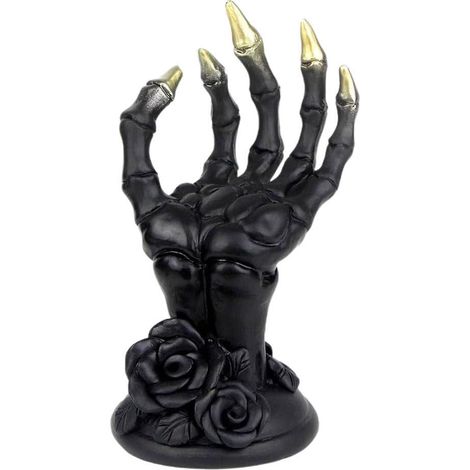 Main En Résine - Support Pour Bijoux Anneaux Et Colliers - Décoration Halloween Bureau Intérieur - 20 x 9 x 9 cm - Noir - 1 Pièce (1/5)
