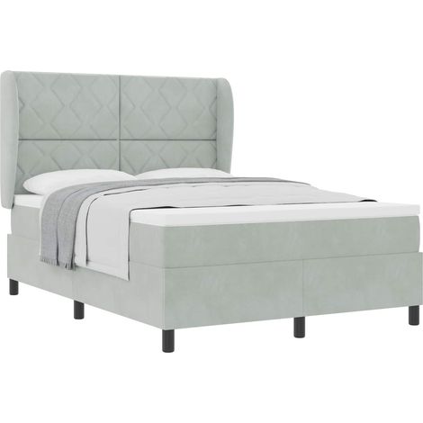 Maison Exclusive - Letto a molle con materasso Grigio chiaro 200 x 140 cm Velluto