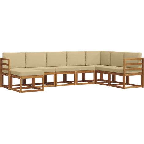 Conjunto de sofás de exterior 8 uds. Natural y Beige vidaXL (1/5)