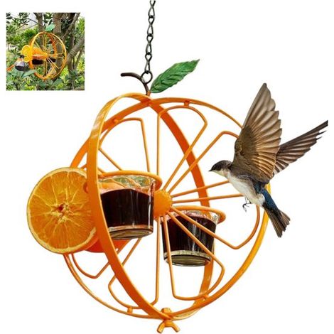 Mangiatoia per colibrì, ciotola per cibo e acqua da esterno, mangiatoia per colibrì, arancione, clementina, oriolo (1/5)