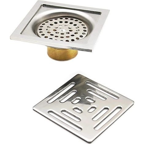 Square Stainless Steel Shower Trap with Siphon and Odour Proof Stopper for Bathroom, Shower and Garden (1/5)