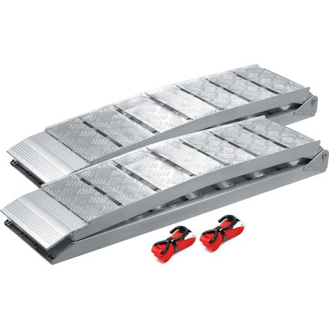 Wiltec Lot de 2x Rampe de chargement pliable 2280 x 280 mm – capacité de charge max. 1360 kg – profil à barres – en Aluminium – Rampe d'accès utilitaire moto ATV quad remorque