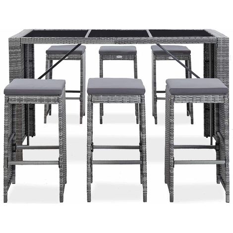 Maison Exclusive - Mesa y sillas de bar jardín 7 pzas cojines rat (1/5)