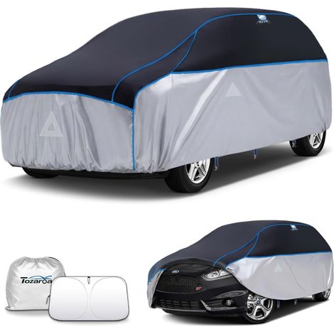Bâche Voiture Anti-grêle Étanche avec Pare Soleil Voiture,Housse de Protection anti grêle pour Voiture Extérieur Contre UV,Bache Voiture la Grele pour Fiesta,Polo,Corsa,C3,Yaris(Jusqu'à 415cm) (1/5)