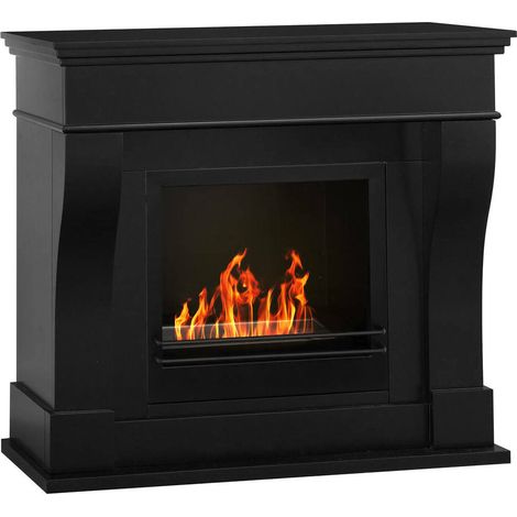 Dmora - Bioethanol-Kamin Alseno, Ökologischer Kamin, Rauchfreies Feuer, Heizung mit Ethanol, Made in Italy, 111x43 h99 cm, Schwarz