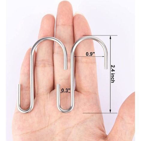 Lot de 30 crochets en S en acier inoxydable de qualité supérieure pour suspendre des ustensiles de cuisine. Crochets professionn (1/5)