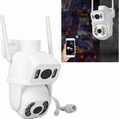 Caméra haute définition à double objectif avec vision nocturne, caméra extérieure couleur, surveillance sans fil par réseau Wi-Fi, norme européenne. (1/5)