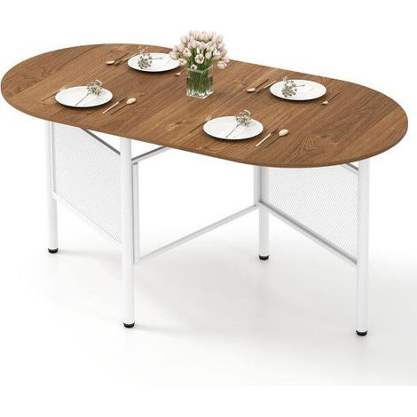Table de repas pliante 150 cm à abattant pour 6-8 personnes - naturel (1/5)